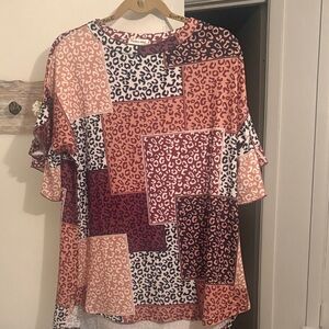 Stylish Patchwork Leopard Print Blouse